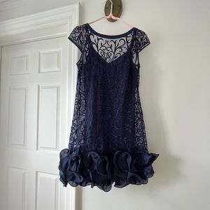 Jessica Simpson Navy Blue Flounce Ruffle Formal Dress size 4